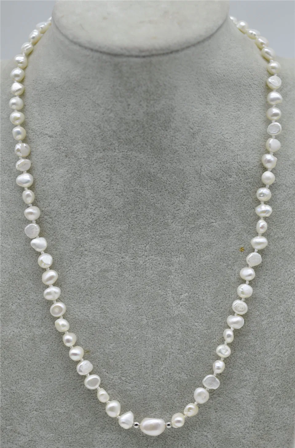 

HABITOO Real Freshwater Pearl 7-8mm White Handmade Necklace Jewelry Chains Necklace for Woman жемчужное ожерелье