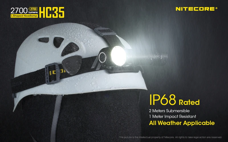 2700 люмен Nitecore HC35 4 x CREE XP-G3 S3 светодиоды следующего поколения 21700 Г-образный налобный фонарь с аккумулятором 4000 мАч