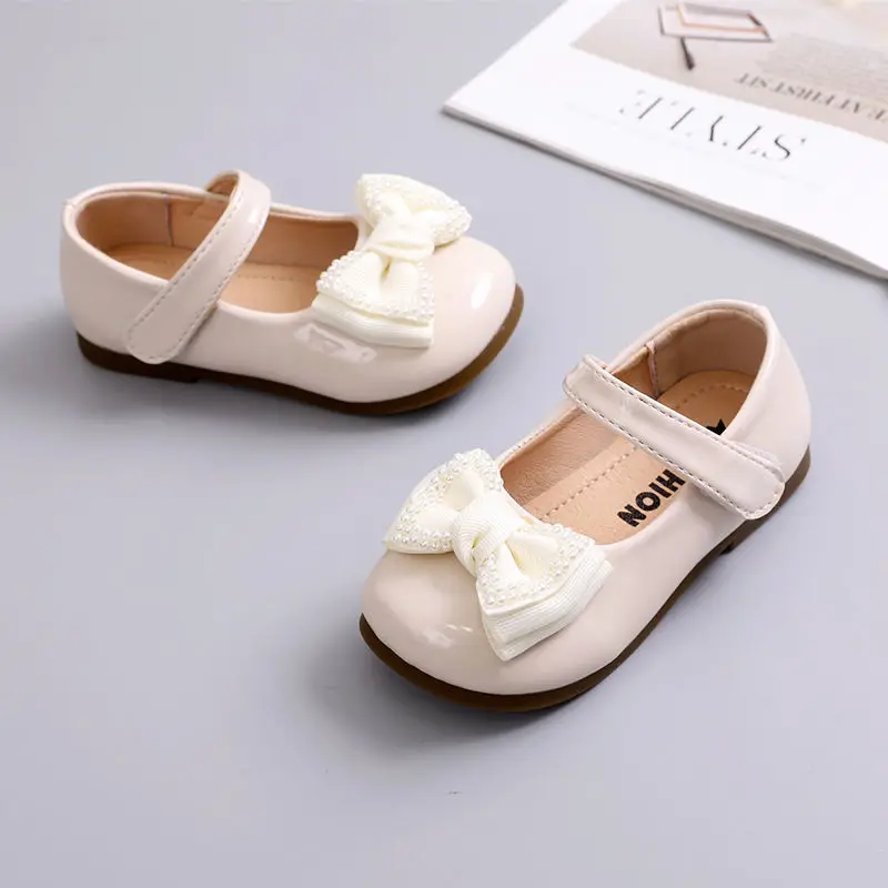 

Spring Kids Sandals For Girls Princess Shoes Fashion Solid Color Children Bow Little Girls PU Leather Shoes Toddler Girls Shoes