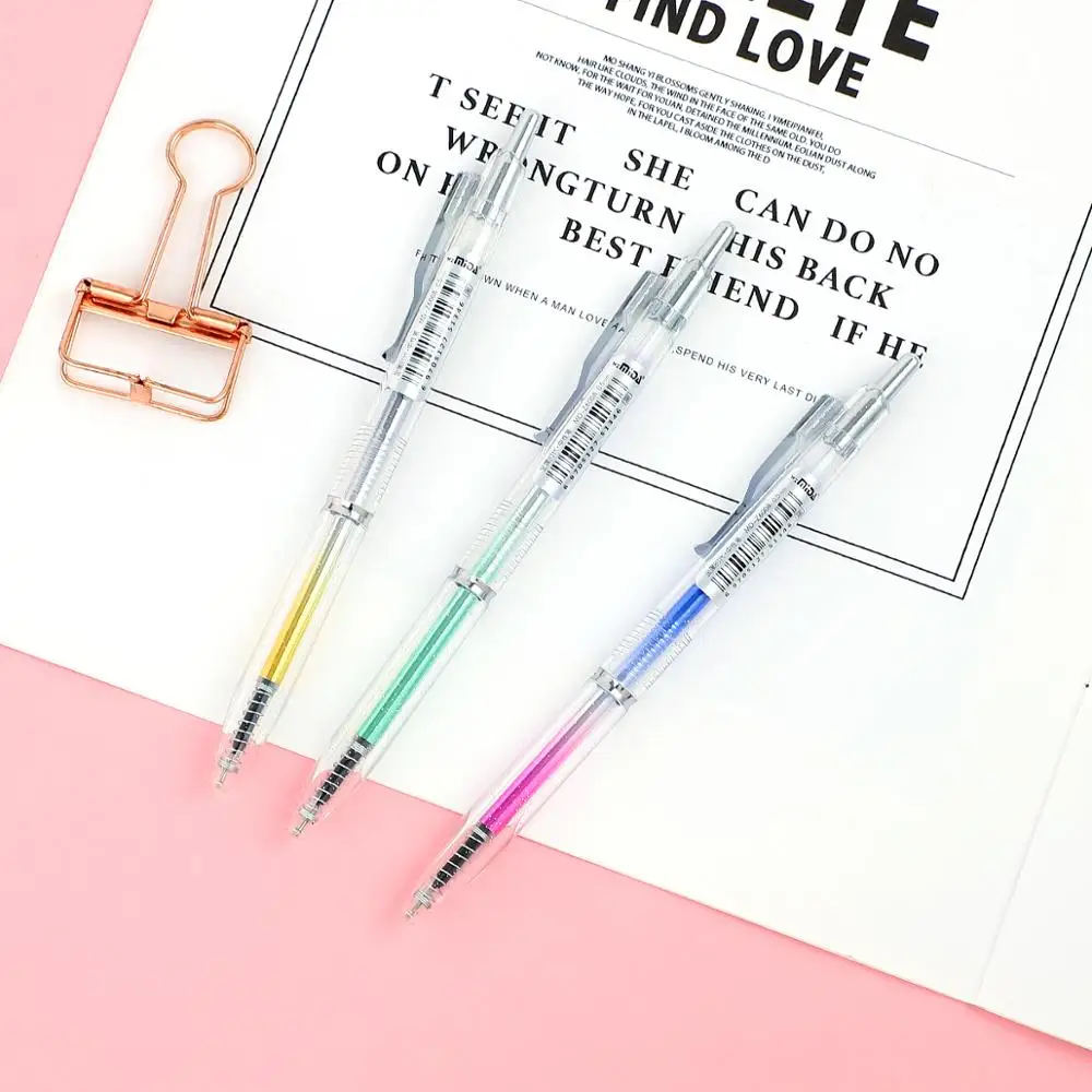 

1pc Simple 0.5MM Stationary Pens RAINBOW Color Gel Pen Creative Press Neutral Pen Black Ink School Supplies Kawaii