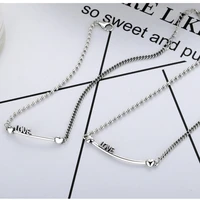 s925 sterling silver fashion creative design 925 sterling silver love love two piece jewelry hand necklace set female