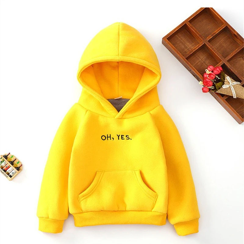 Детская зимняя хлопковая толстовка с длинным рукавом и буквенным