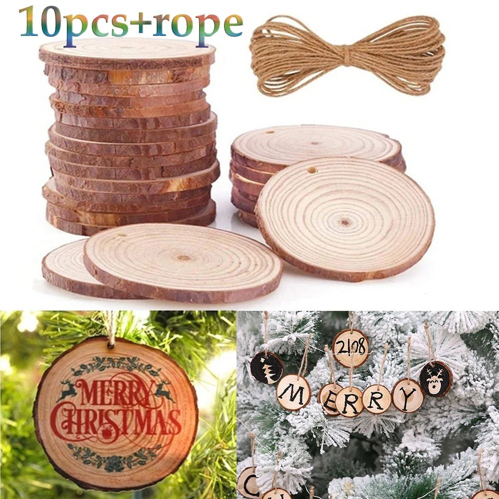 10 шт./компл. Круглая Деревянная Рождественская елка подвесные кулоны вечерние