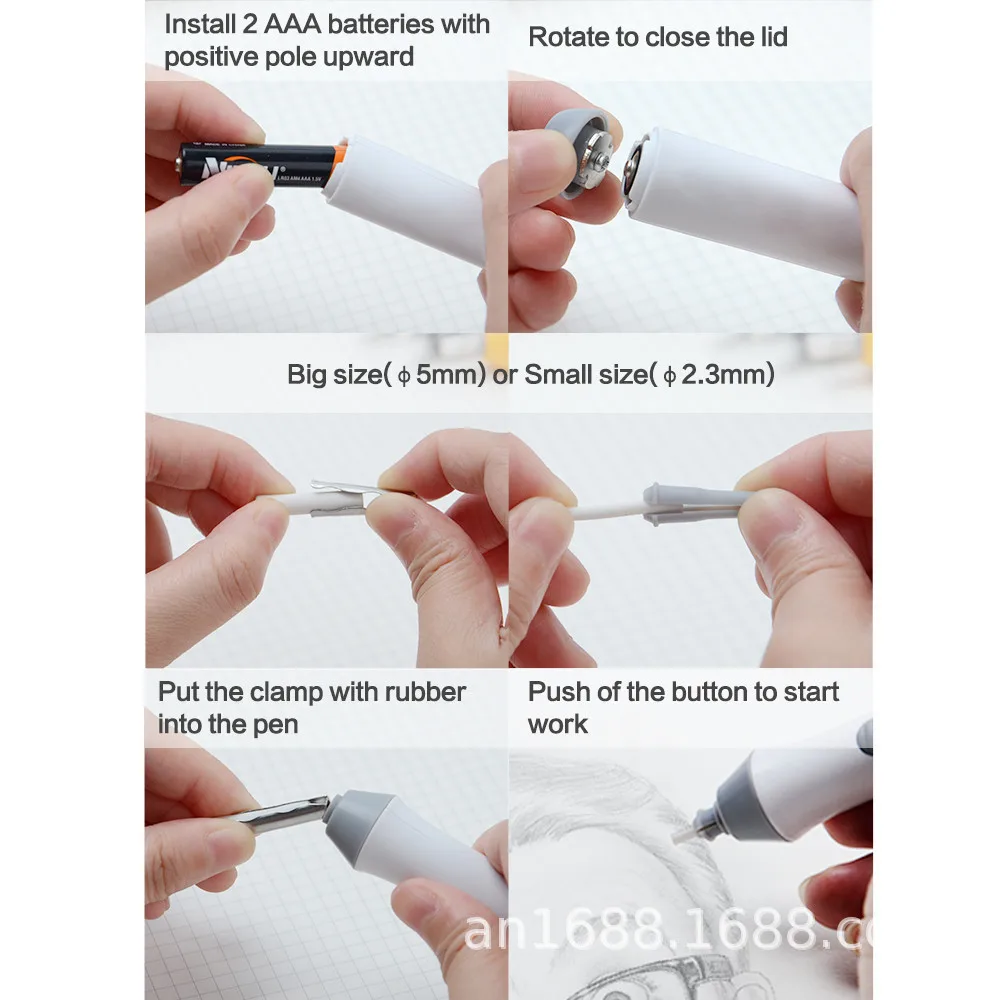 Регулируемый Электрический карандаш ластик ручка набор на батарейках с 22 шт.