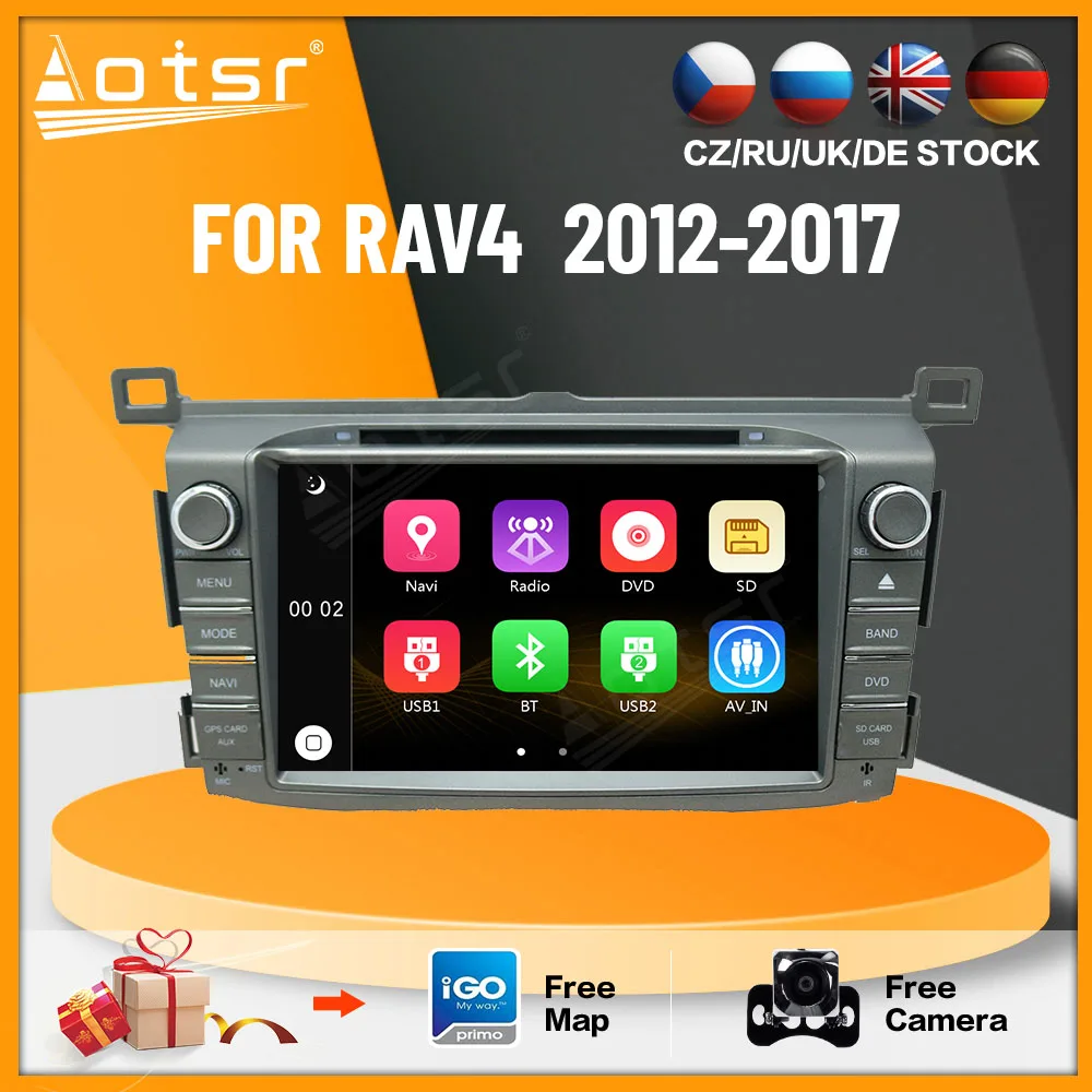 

Автомагнитола с GPS-навигацией для Toyota RAV4 2012-2017, CD, DVD-проигрыватель, головное устройство, мультимедийная стереосистема, аудио, экран IPS, carplay