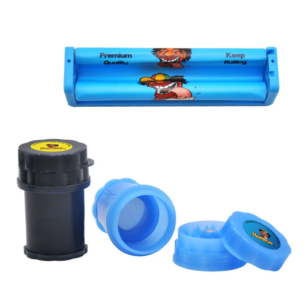 

HONEYPUFF Smoking Crusher Plastic Tobacco Herb Grinder with Storage Container With King Size 40MM 4 Layer Spice Rolling Mashine