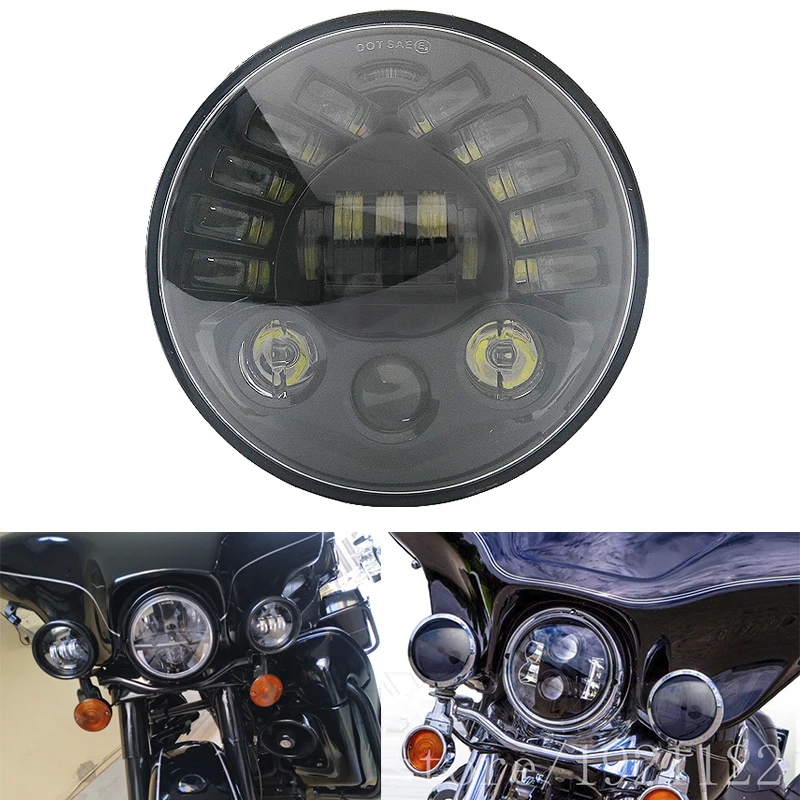Motorcycle 7 Inch H4 LED Headlight With Angle Eyes 7" Round Headlamp Hi/Lo Beam For Lada 4x4 Urban Niva Suzuki |