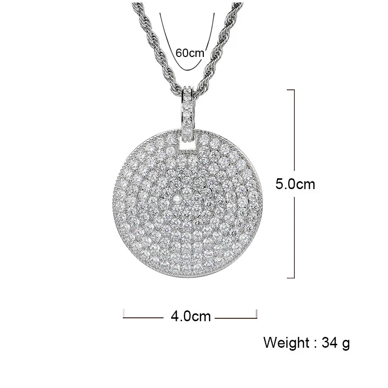 

New Brand Shiny Zircon Round Full Diamond Pendant Inlaid with Real Gold Hip Hop Jewelry Light Luxury
