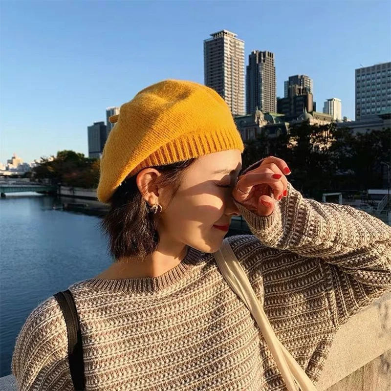 

Autumn Winter Hat 100% Pure Wool Berets French Artist Beret Women Painter hat Vintage Girls Berets Female Warm Walking Cap