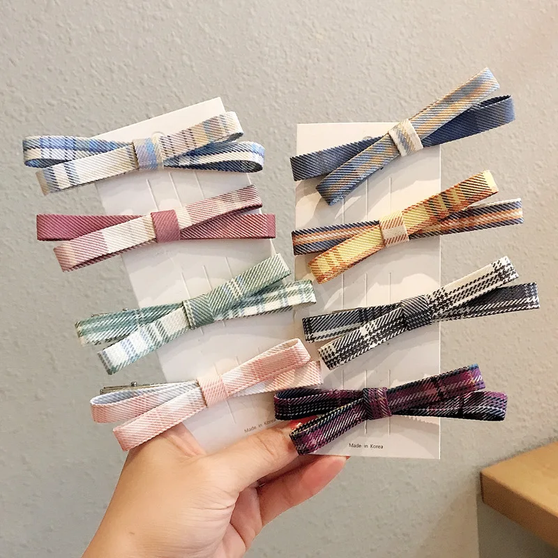 

Jk Plaid Bowknot Hair Clips Multicolors Barrettes Duckbill Clip Personality Design Female Side Bangs Clip Hair Accessories
