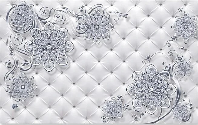 Обои серебристые с Европейским рисунком рельефные Мягкие 3d обои для гостиной ТВ