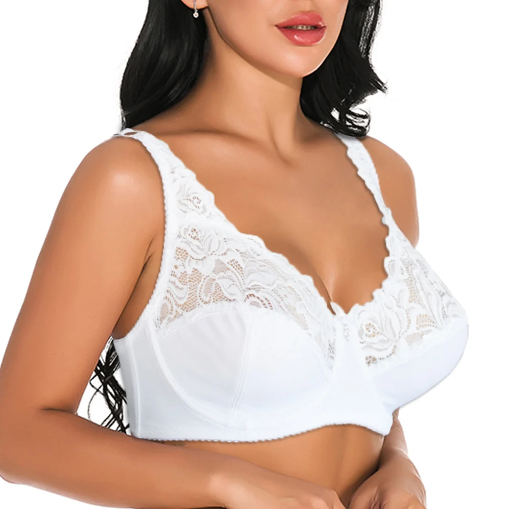 

Womens Lace Bralette Bras Underwired Large Brassiere Applique Sexy Lingerie Tops Female Plus Size BH A B C D Cup