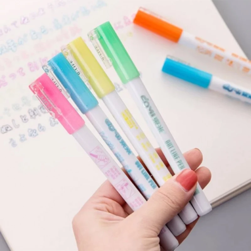 

Newly 8Pcs/Set Double Liner Outline Pen Writing Drawing Pens Stationery VA88