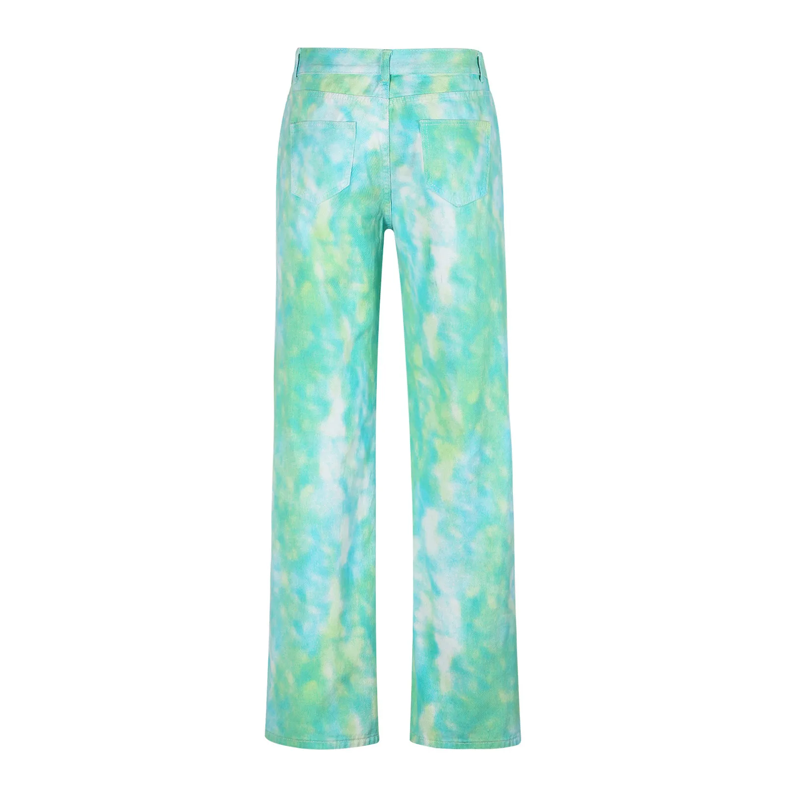 

ISHOWTIENDA Boyfriend Jeans For Women Fashion High Waist Pocket Solid Casual Loose Wide Leg Pants Jeans