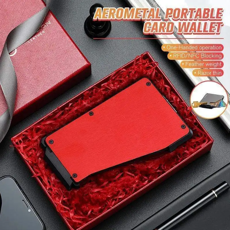 

Aerometal Портативный чехол-портмоне с отделением для карт с автоматическим карты чехол новые творческие механические Бизнес коробка для ID-кар...
