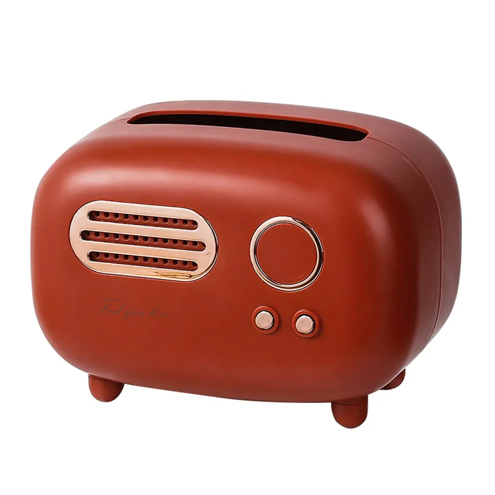 

Retro Radio Model Tissue Box Desktop Paper Holder Vintage Dispenser Storage Napkin Case Organizer Ornament Craft