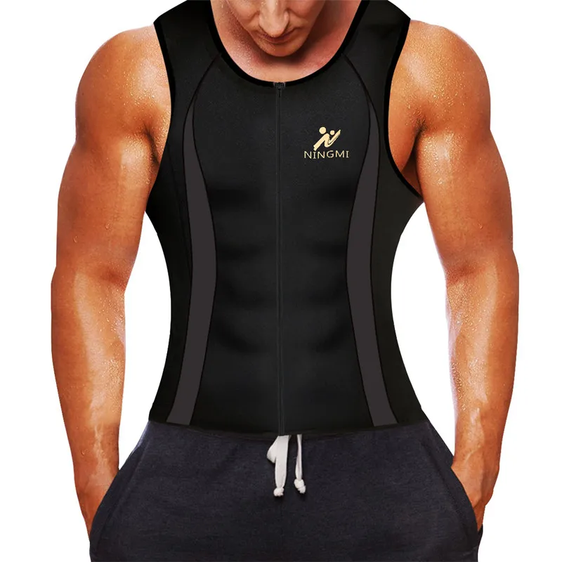 

NINGMI Men Sauna Vest Slimming Waist Trainer Tank Top Neoprene Slim Body Shaper Male Workout Corset Compression Shapewear Strap