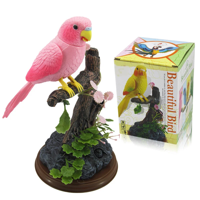 

Electric Singing Voice-Activated Simulated Birds Toy Musical Parrot Magpie Model Electronic Pets Rockery Garden Decorations