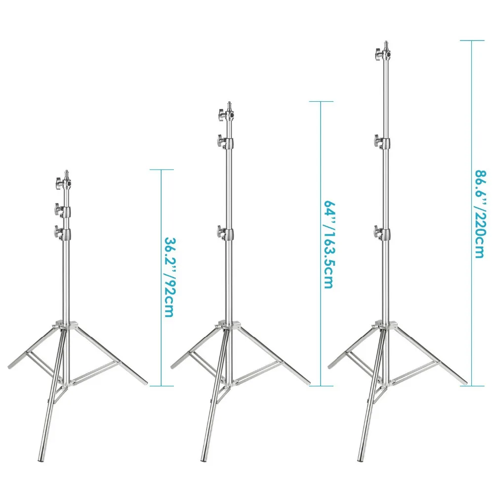 Neewer Stainless Steel Light Stand Silver, 86.6 inches/220 centimeters Foldable and Portable Heavy Duty Stand for Studio Softbox