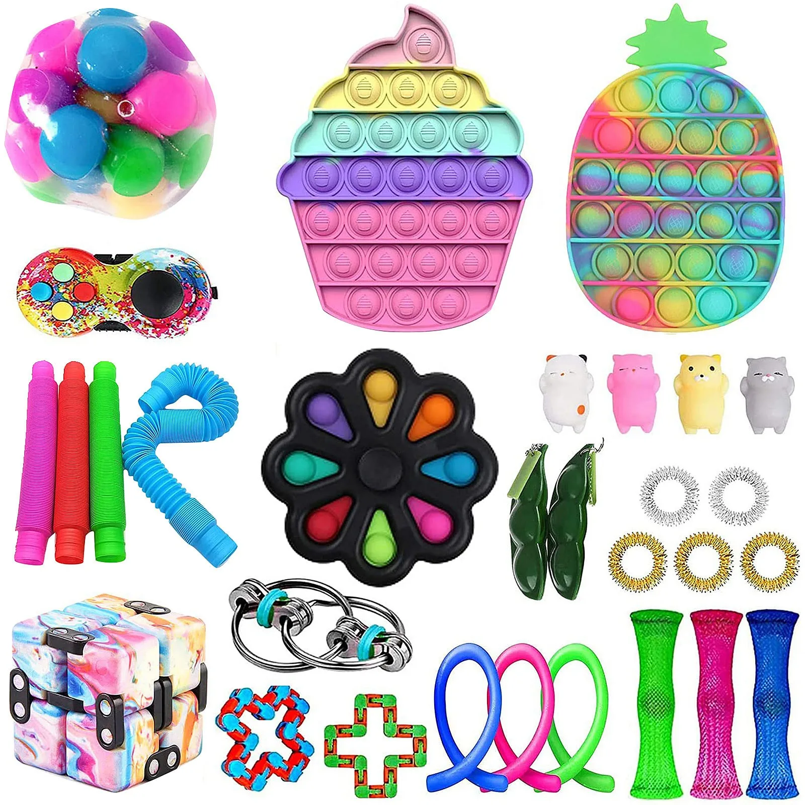 Kawaii Fidget Toys Popet Kit Anti Stress Games Pack Squishy Sniper Antistress For Children Adults Completo | Игрушки и хобби