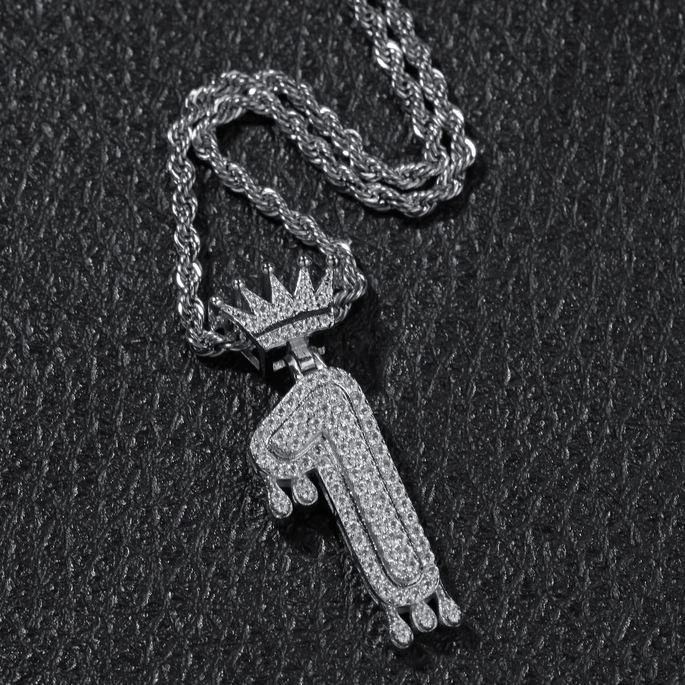 Uwin пользовательские Корона капельные цифры Bling Iced Out ожерелье для мужчин женщин золотой цвет кубический циркониевый хип хоп ювелирные изделия