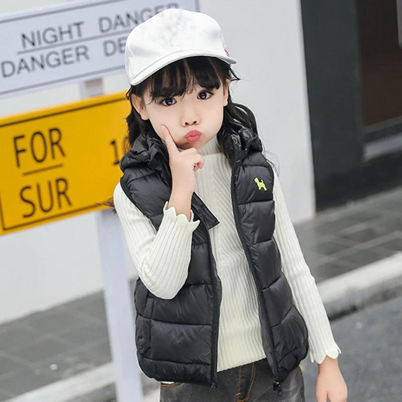 Детский жилет для девочек A15 зимняя куртка с капюшоном мальчиков и верхняя одежда