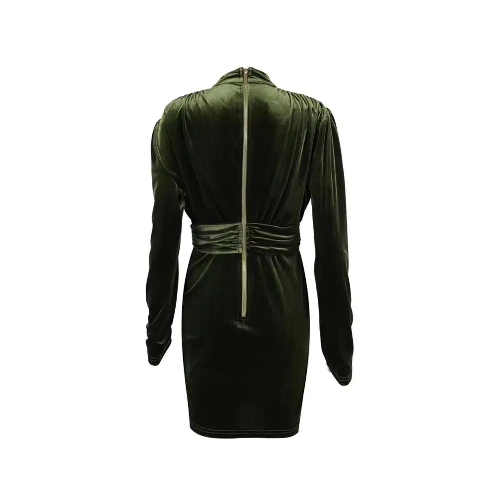 Новое поступление зимнее модное сексуальное Зеленое Шелковое женское платье с