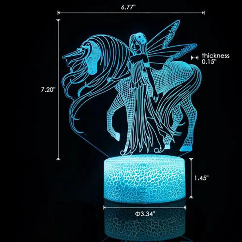 NovetlyLight 3D лампы с единорогом, Светильники для спальни, 7 цветов, Сменные лампы, рождественский подарок для детей, дистанционное управление, огни для детей