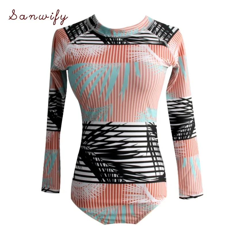 

2018 Print Floral Piece Swimsuit Long Sleeve Swimwear Women Bathing Suit Swimsuit One-piece Surfing Swim Suits