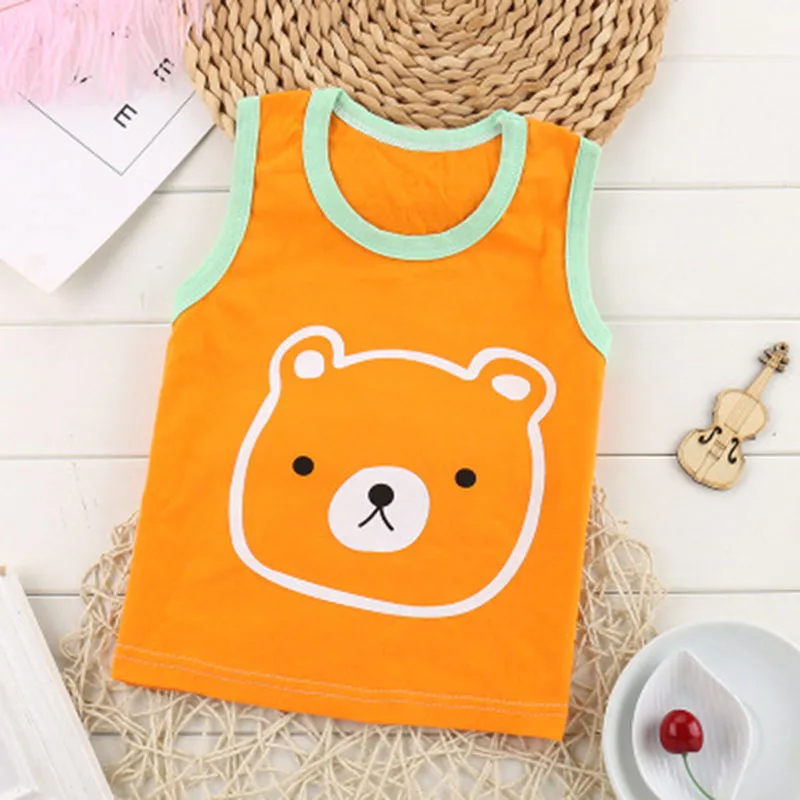 2019 Summer Explosion Children Clothes Sleeveless Vest Cotton Cartoon Kawaii Kids Tops Cool for Free Shipping |