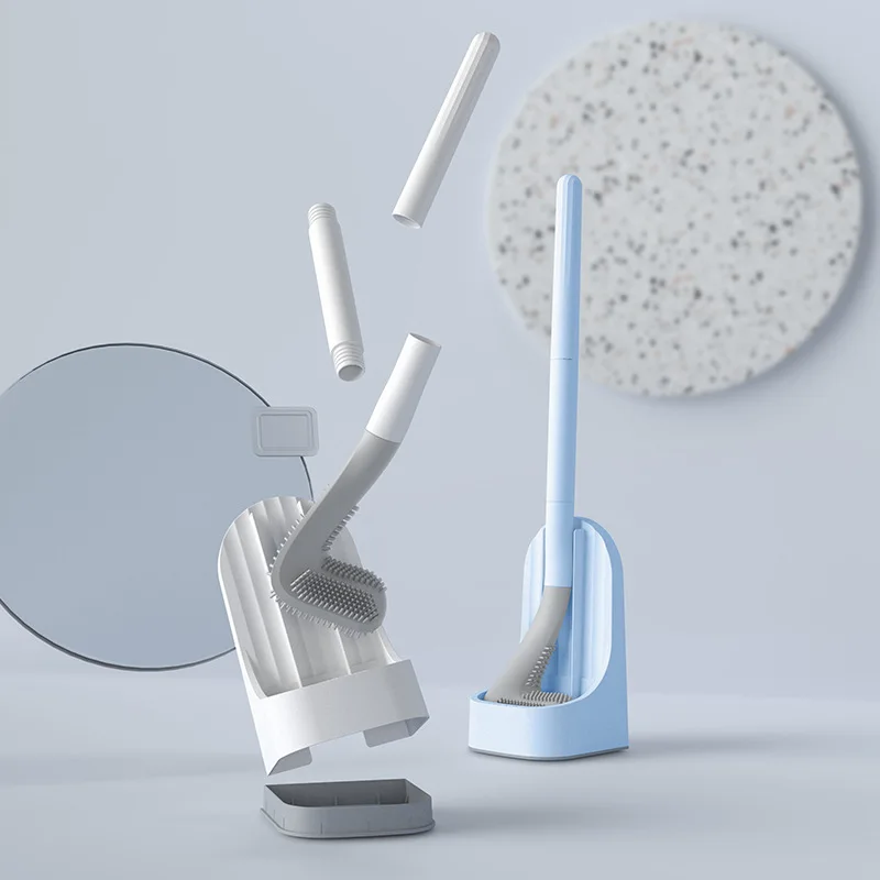 

New Bathroom Golf Toilet Brush Detachable Long Handle With Base Soft Rubber No Dead Corner Toilet Cleaning Brush Kit, Detachable