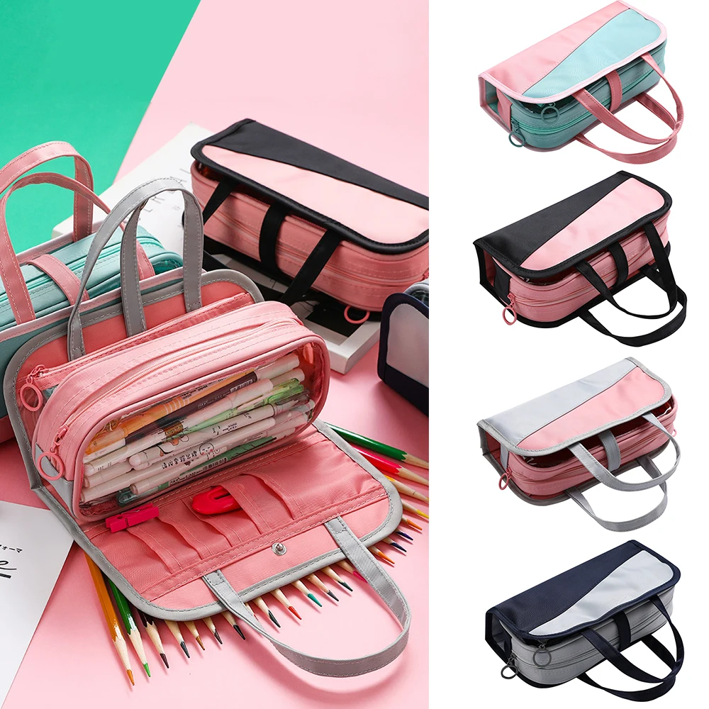 Большой Ёмкость молния карандаш сумка высокого качества Оксфорд Ткань Карандаш