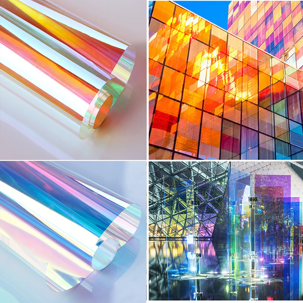 

1/2/3m Rainbow window Film Iridescent Window Sticker for home restaurant self adhesive Sticker Beautiful Adhesive sticker