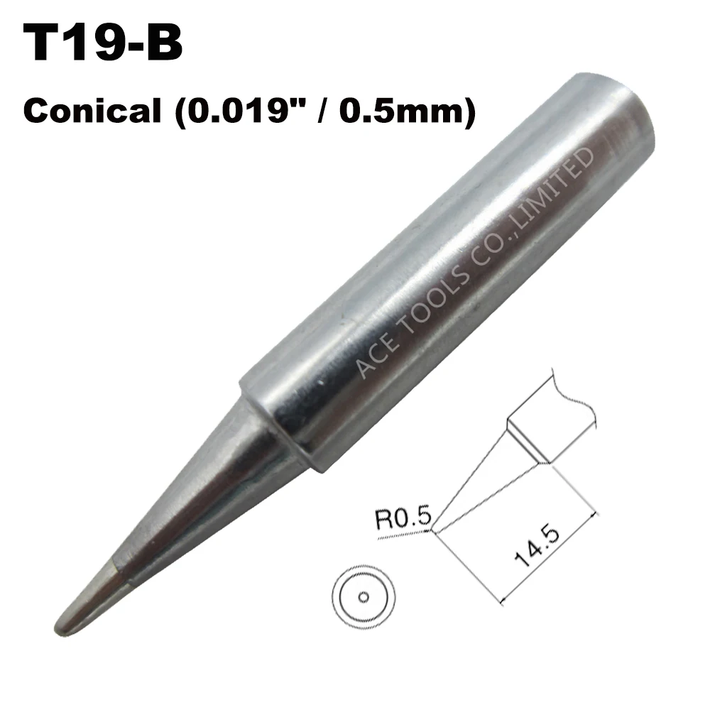 

Soldering Tip T19-B Conical 0.5mm 0.019" Replacement Fit for HAKKO FX-601 FX601 Lead Free Welding Iron Bit Nozzle Handle Pencil