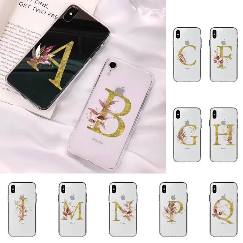 

Flower 26 English Name Letters Custom Initial Phone Case for iphone 13 8 7 6 6S Plus X 5S SE 2020 XR 11 12 pro XS MAX