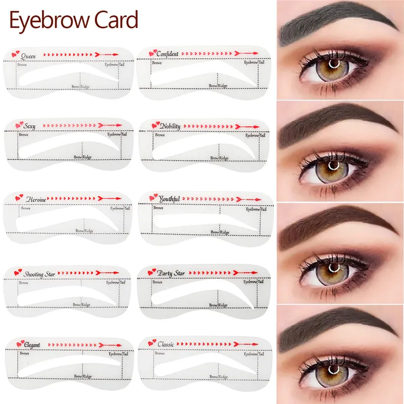

10Pcs/set Eyebrow Shaper Makeup Template Eyebrow Grooming Shaping Stencil Kit DIY Eyebrow Template Reusable Eyebrow Shaping