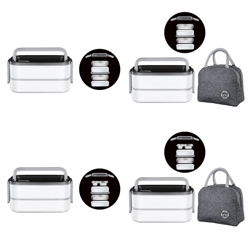 

Double Layer Stainless Steel Heated Lunch Box Sealed Fresh-Keeping Insulated Bento Case Portable Kids Food Container