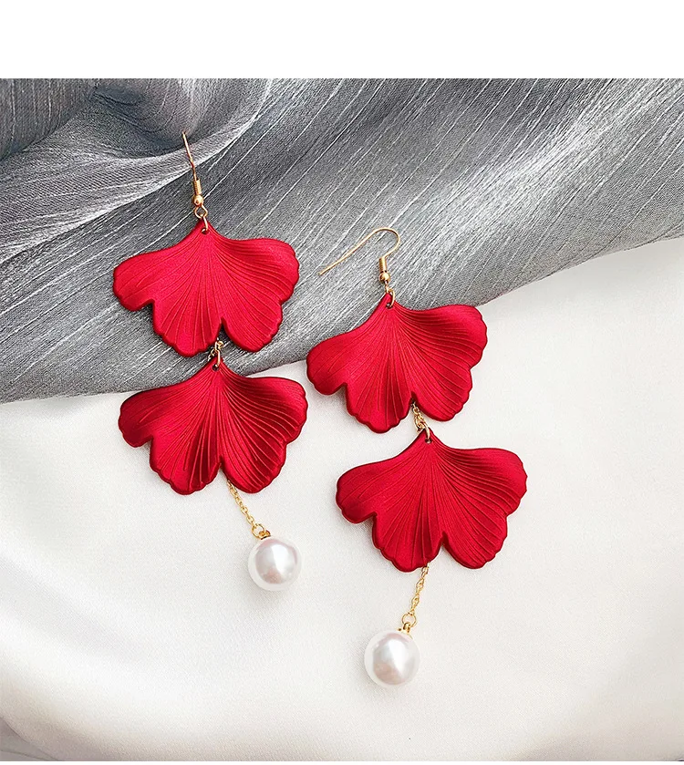 Новый Эффектный Красный Большой акриловый круг гинкго кисточкой эффектные