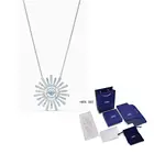 Модные ювелирные изделия SWA ожерелье Новые Подвески в виде подсолнуха Синие Блестящие кристаллы платиновая цепочка женские ювелирные изделия подарок Бесплатная доставка