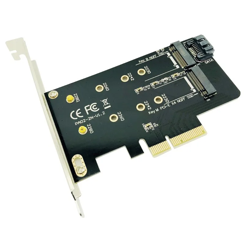 Адаптер PCIE к M2 SSD NVME M ключ SATA B Ключ PCI e 3 0x4 Контроллер конвертер карта Поддержка 2280 2260 2242 M.2|Платы расширения| |