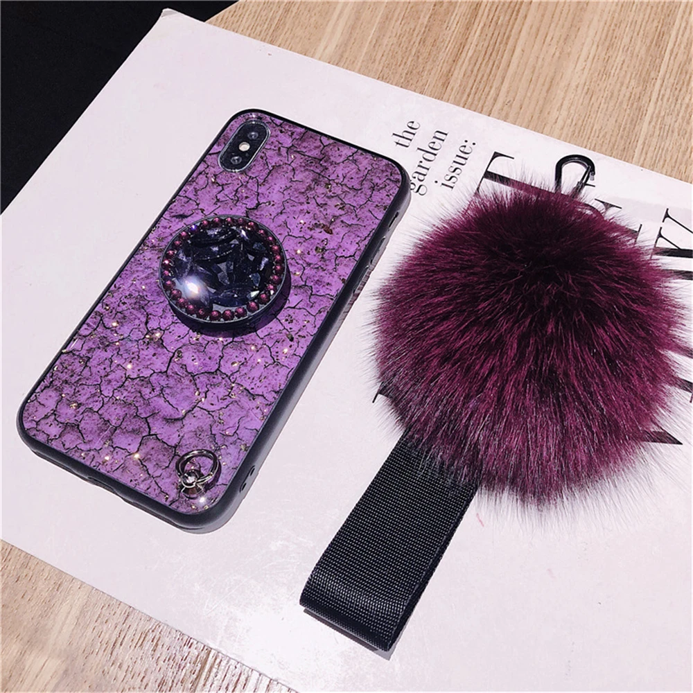Funda de teléfono gold leaf drop plush protective cover for mobile phone case iPhone 11 X XS XR Max 8 7 6 6S Plus With stents |