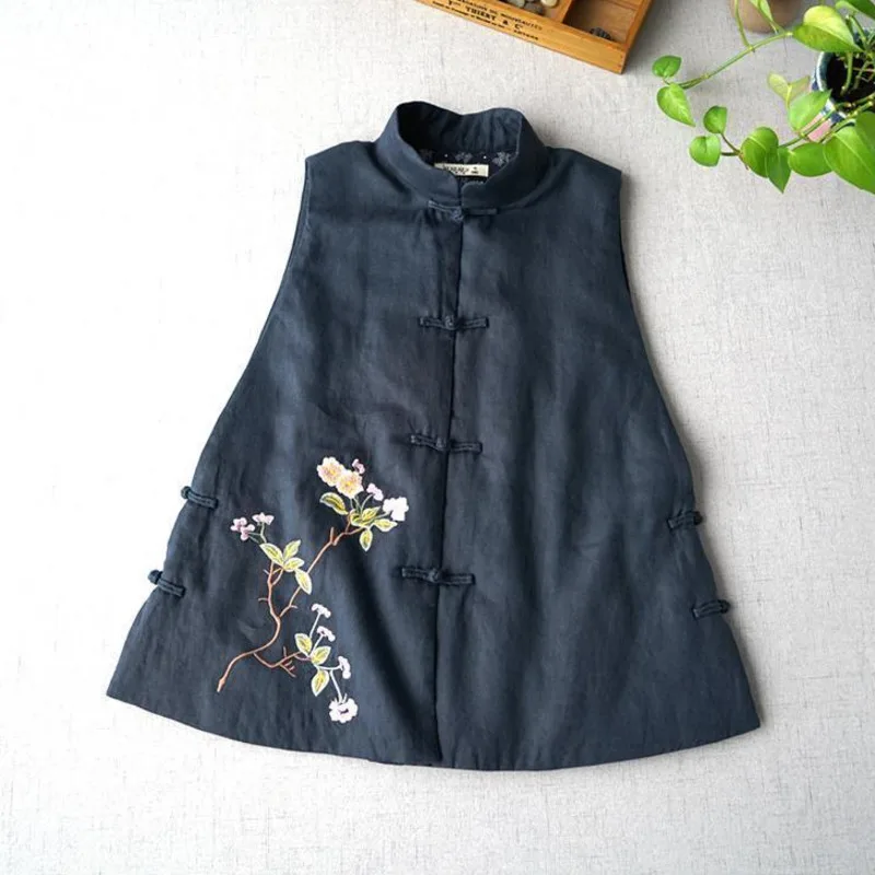 Женский этнический жилет в стиле Харадзюку с вышивкой китайском костюм Тан топы