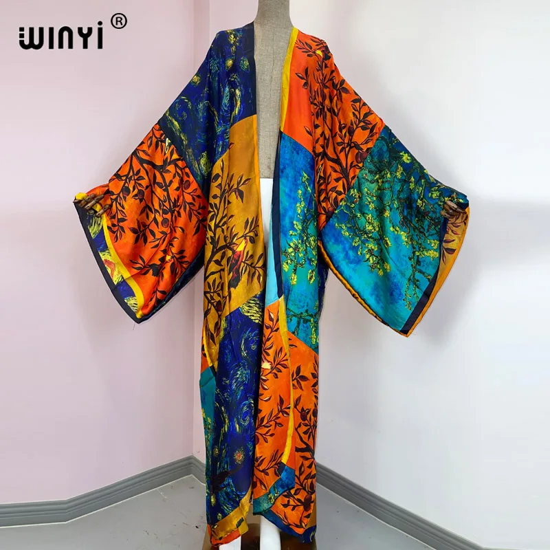 Europe WINYI new tunic bikini sweet lady pink boho Cardigan stitch Cocktail sexcy Boho Maxi Holiday Batwing Sleeve KIMONO mujer womens bathing suit cover up