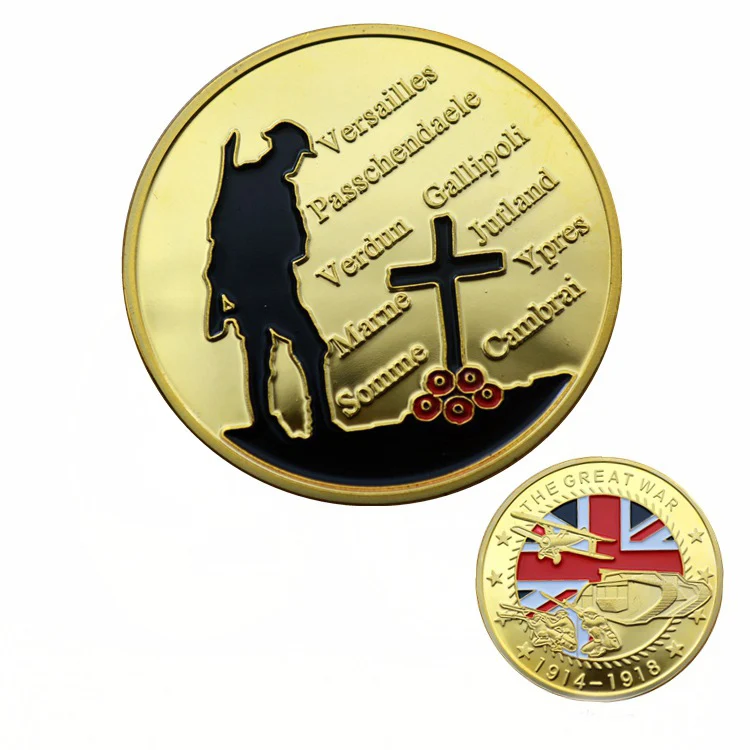 1914-1918 мировая война i позолоченная сувенирная монета Великая 100-летие памятные WW1