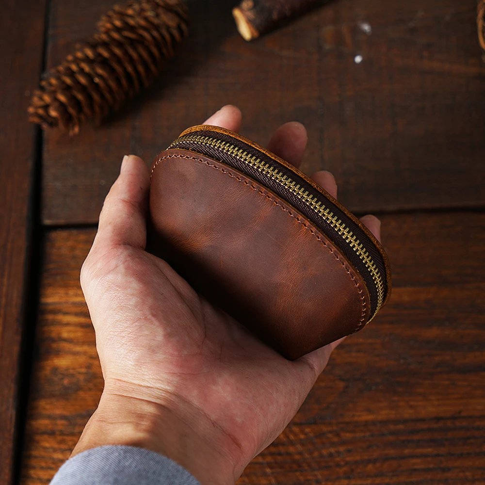 

100 pieces / lot Coin Purses Mini Pouch Money Pocket Zipper Shell Bags Top Layer of Cowhide Key Package Storage bag Men/ Women