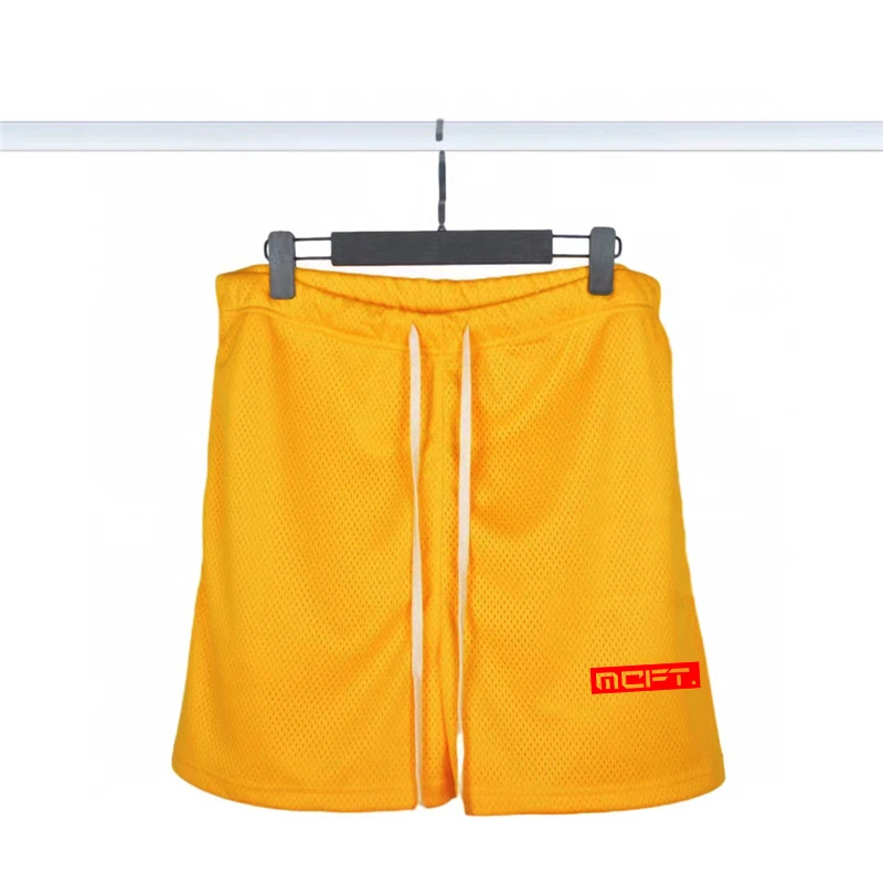 

Summer Mens Gym Shorts Casual Bermuda Beach Shorts Men Mesh Sporting Bodybuiding Short Pants Loose Hip Hop Fitness Beach Shorts