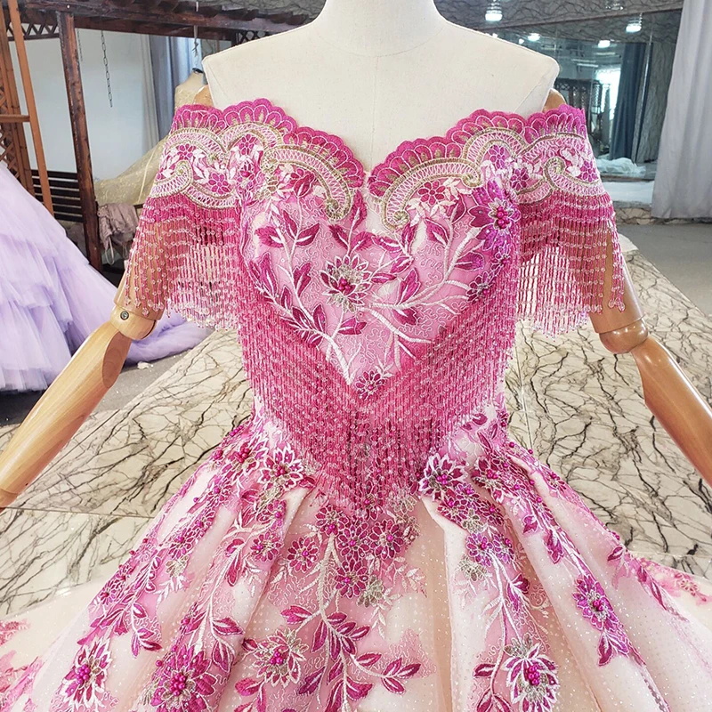 LS20478 Pink Applique Printed Evening Dress 2021year Tassel Beading Short Sleeve Backless Women Prom Party Gown платье длинное