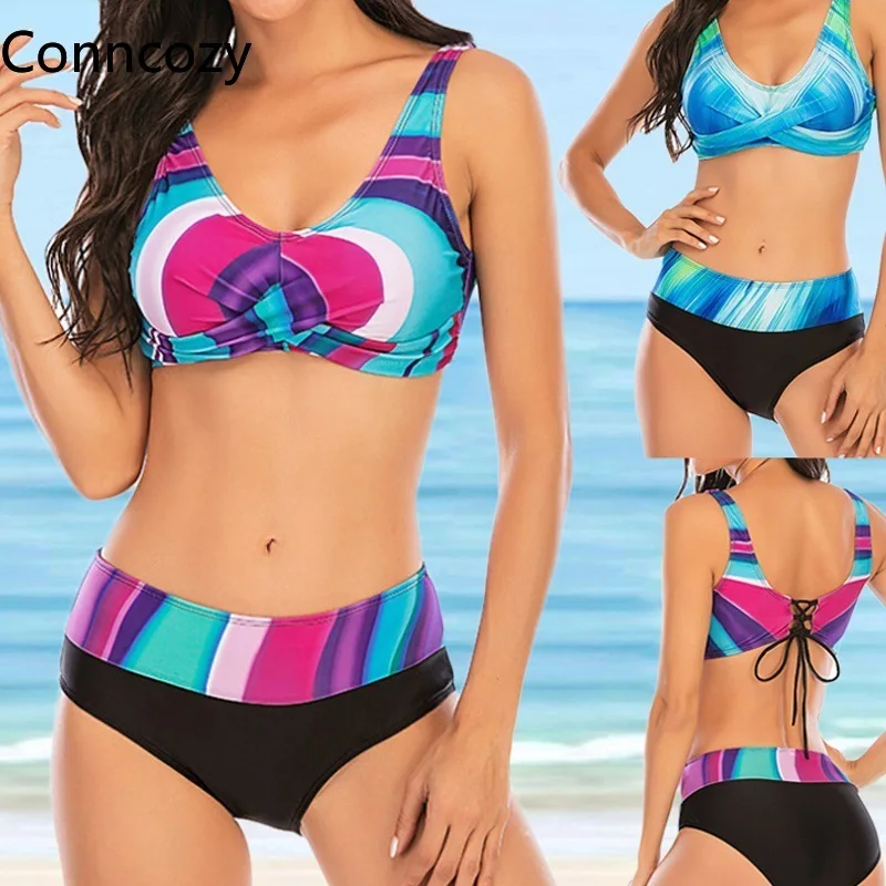 

8xl Plus Size Bikini Swimsuit Gradient Split Swimwear Women High Waist Bikini Set Brazilian Bathing Suit Beachwear Swimming Suit