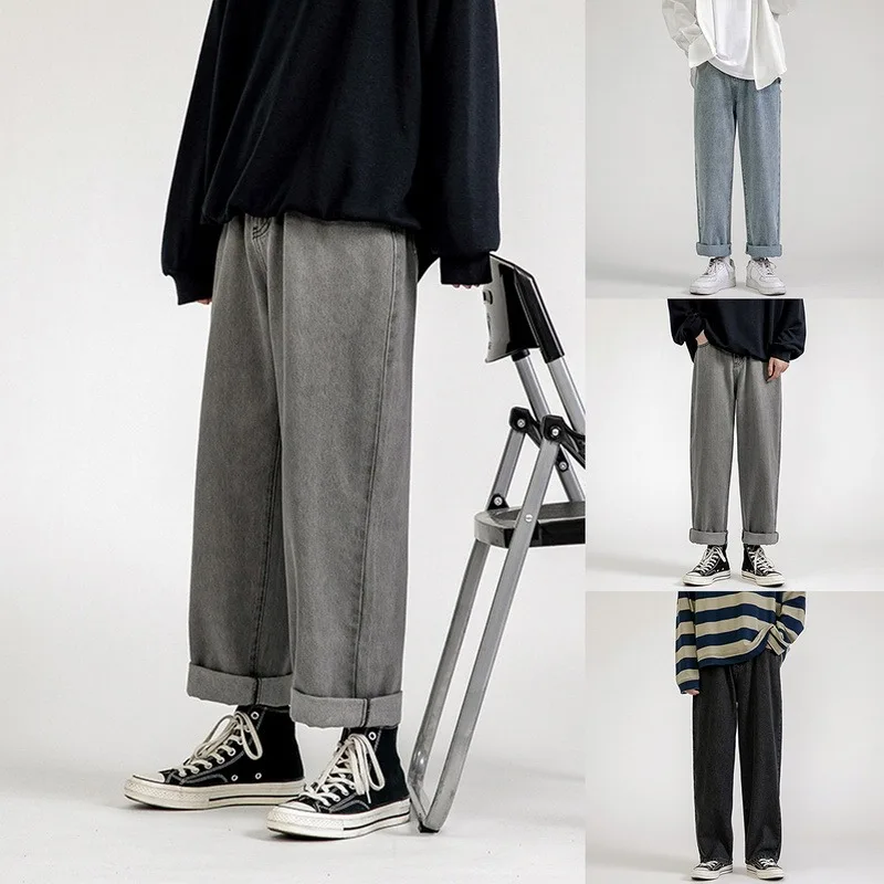

Men's Jeans Fashion Loose Straight New Casual Wide Leg Pants Cowboy Mans Streetwear Korean Hip Hop Trousers Spring Summer jeans