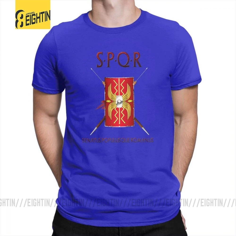 SPQR футболки, хлопок, Классическая футболка с коротким рукавом, новинка, Круглый ворот, мужские футболки, большой размер, принт, дышащие, Новинка - Цвет: Синий